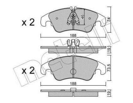 Комплект гальмівних колодок (дискових) Metelli 22-0775-4 фото товару