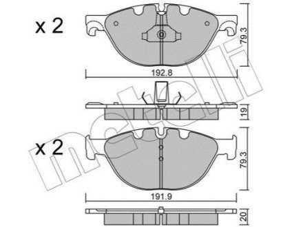 Комплект гальмівних колодок (дискових) Metelli 22-0830-0 фото товара