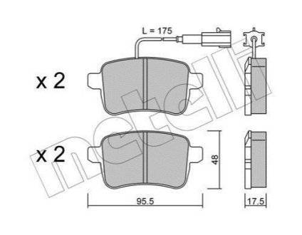 Комплект гальмівних колодок (дискових) Metelli 22-0895-0 фото товара