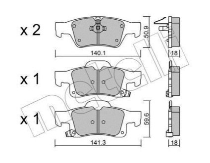 Комплект гальмівних колодок (дискових) Metelli 22-0928-0 фото товару