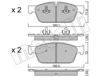 Комплект гальмівних колодок (дискових) Metelli 22-0967-0 фото товару