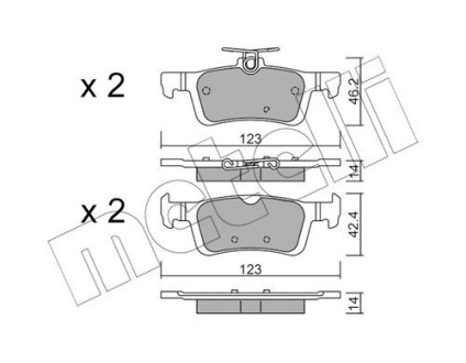 Комплект гальмівних колодок (дискових) Metelli 22-0986-1 фото товара