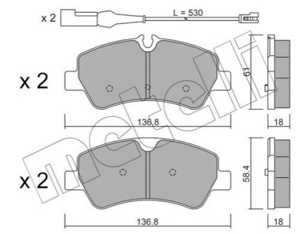 Комплект гальмівних колодок (дискових) Metelli 22-0991-1 фото товару