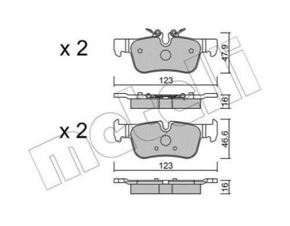 Комплект гальмівних колодок (дискових) Metelli 22-1038-0 фото товару