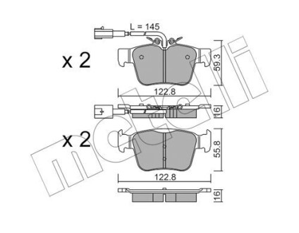 Комплект гальмівних колодок (дискових) Metelli 22-1101-0 фото товара