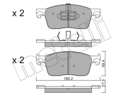 Комплект гальмівних колодок (дискових) Metelli 22-1107-0 фото товару