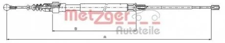 Трос ручного гальма для Skoda, Seat, Peugeot, Volkswagen, Audi METZGER 10.7509 фото товару