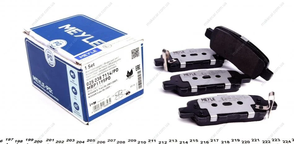 <strong>Комплект гальмівних колодок з 4 шт. дисків MEYLE 025 238 7114/PD (фото 1)</strong>