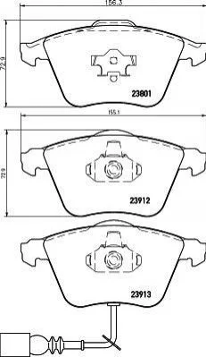 <strong>Тормозные колодки перед. AUDI A3/TT VW Golf V, Passat 05- SEAT Leon (с датч.) MINTEX MDB2677 (фото 1)</strong>