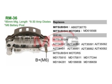 Выпрямитель диодный MOBILETRON RM36 фото товара