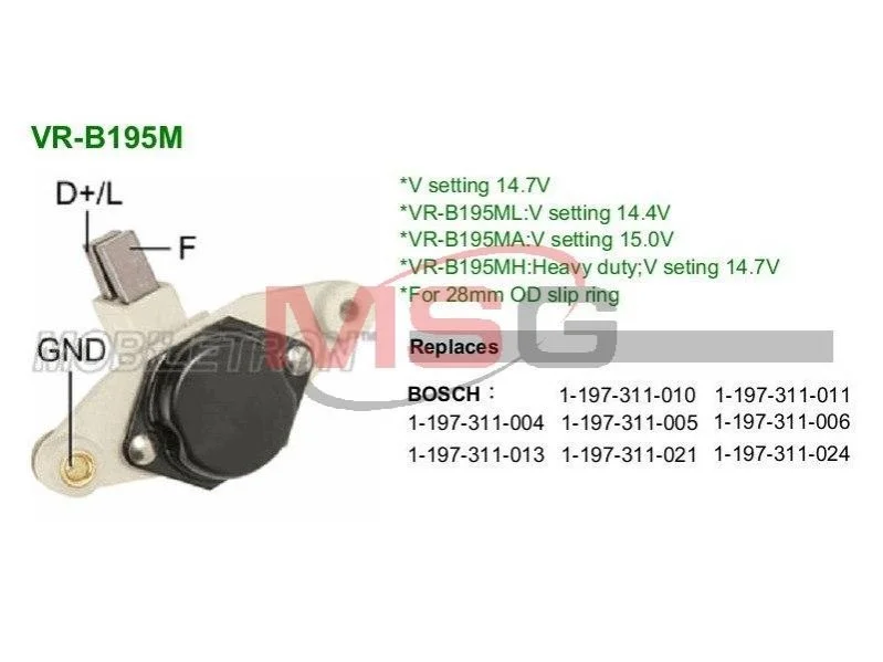 <strong>Регулятор напруги генератора MOBILETRON VRB195M (фото 1)</strong>