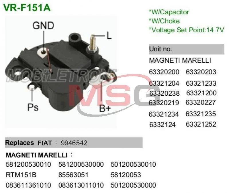 <strong>Регулятор напруги генератора MOBILETRON VRF151A (фото 1)</strong>