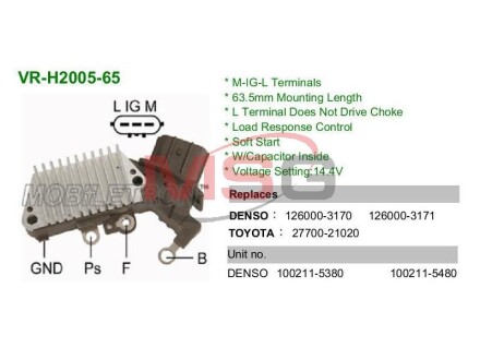 Регулятор напряжения MOBILETRON VR-H2005-65 фото товару