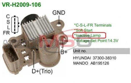 Регулятор напряжения генератора MOBILETRON VRH2009106 фото товара