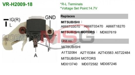 Регулятор напруги генератора MOBILETRON VRH200918 фото товару