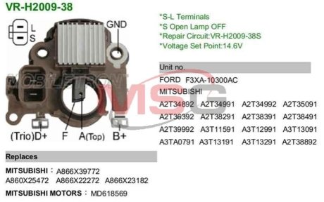 Регулятор напряжения генератора MOBILETRON VRH200938 (фото 1)
