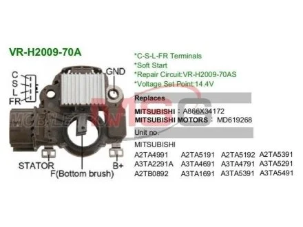 Регулятор генератора для MOBILETRON VRH200970A фото товара