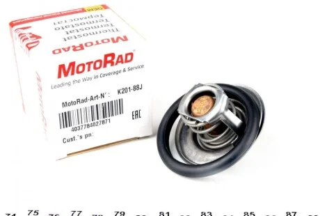 Термостат системи охолодження (88°C) CHEVROLET AVEO / KALOS DAIHATSU CHARMANT, CUORE II, FEROZA DODGE CARAVAN FORD SCORPIO I, SCORPIO II, SIERRA II, TRANSIT, TRANSIT TOURNEO 0.8-4.0 07.77- для Ford, Fiat, Opel, Mercedes, Land Rover MOTORAD 201-88JK фото товару