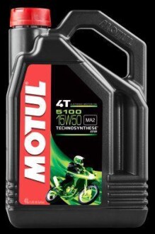 4л 5100 4T 15W-50 Олива TECHNOSYNTHESE для 4-такт. двигунів SP, JASO MA2 (2023) MOTUL 104083 фото товару