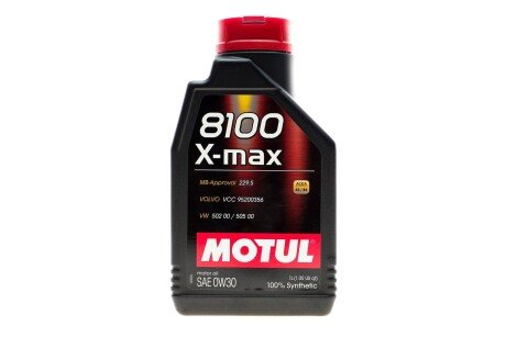 Моторное масло 8100 X-Max 0W-30 синтетическое 1 л MOTUL 347201 фото товара