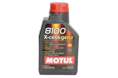 Моторна олива Motul 8100 X-Cess 5W-40 синтетична 1 л для MOTUL 368201 фото товару