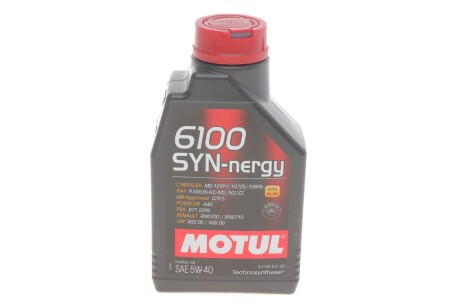 Моторное масло 6100 SYN-nergy 5W-40 полусинтетическое 1 л MOTUL 368311 фото товара