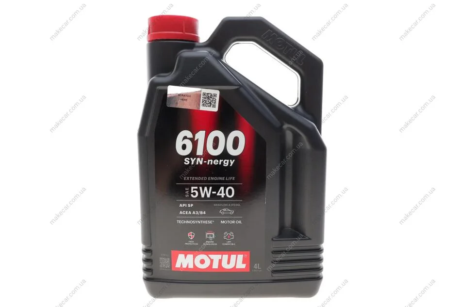 <strong>Олива моторна Technosynthese д/авто 6100 Syn-nergy SAE 5W40 (4L) MOTUL 368450 (фото 1)</strong>
