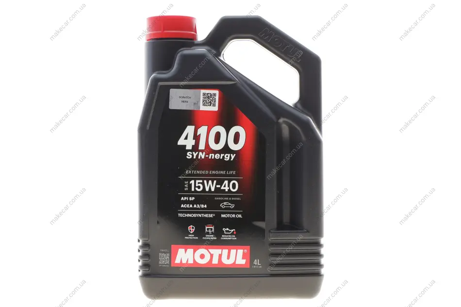 <strong>Олива моторна Technosynthese д/авто 4100 Syn-nergy 15W40 4L MOTUL 386507 (фото 1)</strong>