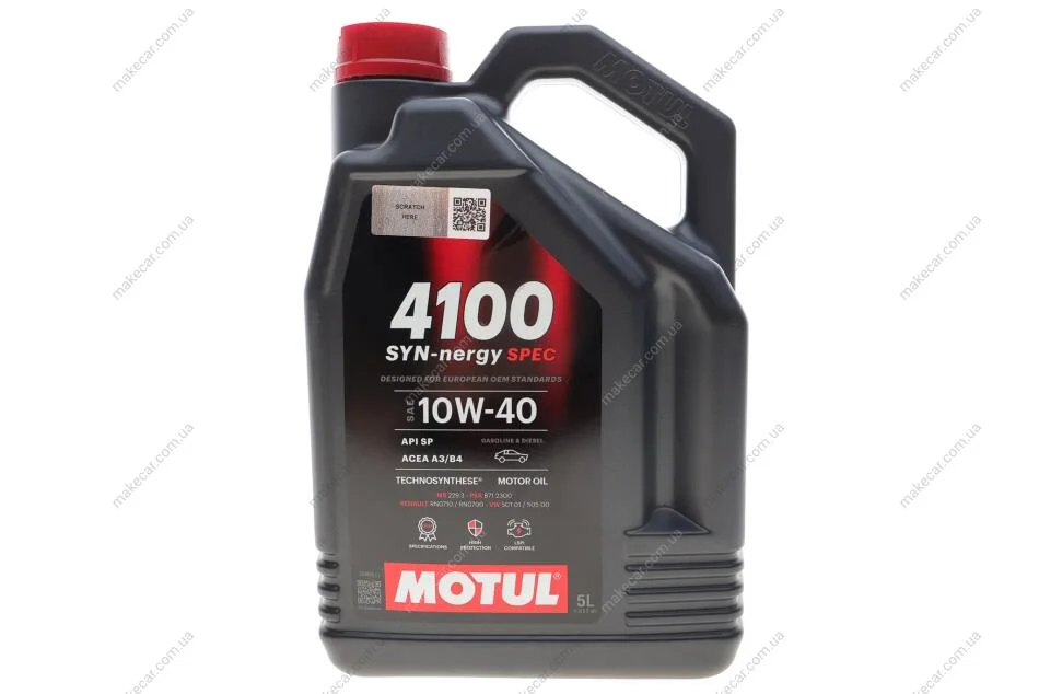 <strong>Олива моторна 4100 Syn-nergy Spec 10W40 5L MOTUL 387706 (фото 1)</strong>