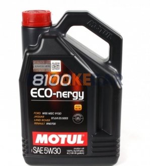 Моторна олія 8100 Eco-Nergy 5W-30 синтетична 4 л MOTUL 812307 (фото 1)