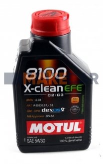 Моторна олія 8100 X-clean EFE 5W-30 синтетична 1 л MOTUL 814001 (фото 1)