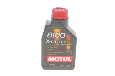 Моторна олива Motul 8100 X-clean EFE 5W-30 синтетична 1 л для Nissan, Infiniti, Jeep, Alpina, Mazda MOTUL 814001 фото товару