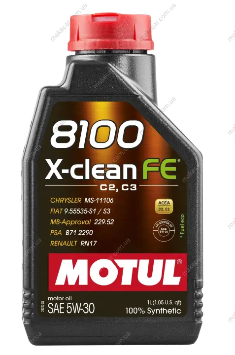 <strong>Олива моторна 100% синтетична д/авто 8100 X-Clean FE 5W30 1L MOTUL 814101 (фото 1)</strong>