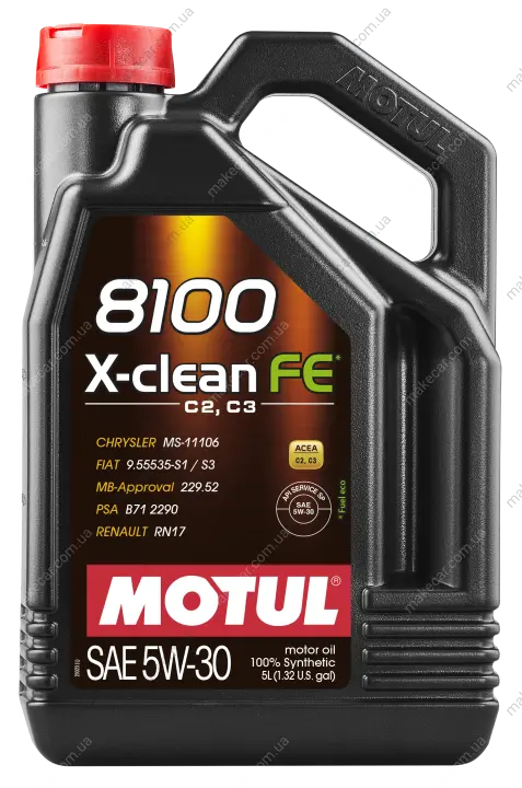 <strong>Олива моторна 100% синтетична д/авто 8100 X-Clean FE 5W30 5L MOTUL 814151 (фото 1)</strong>