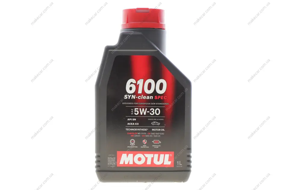 <strong>Олива моторна Technosynthese д/авто 6100 Syn-clean Spec 5W30 1L MOTUL 814311 (фото 1)</strong>