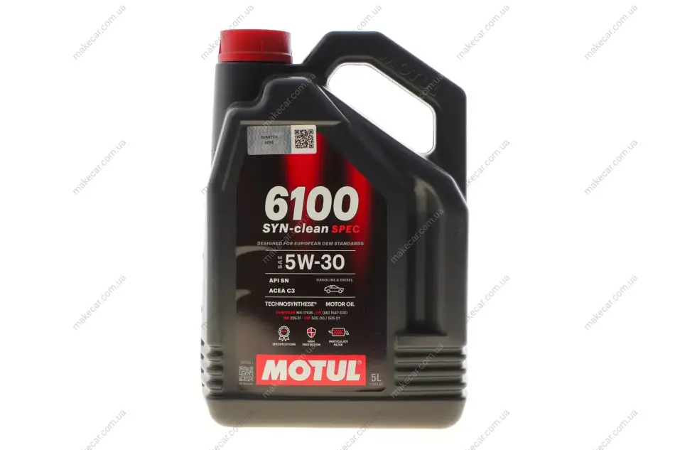 <strong>Олива моторна Technosynthese д/авто 6100 Syn-clean Spec 5W30 5L MOTUL 814351 (фото 1)</strong>