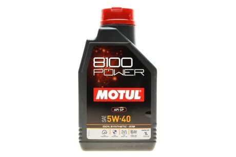 Олива моторна 100% синтетична естерова д/авто 8100 Power 5W40 1L для MOTUL 824601 фото товару