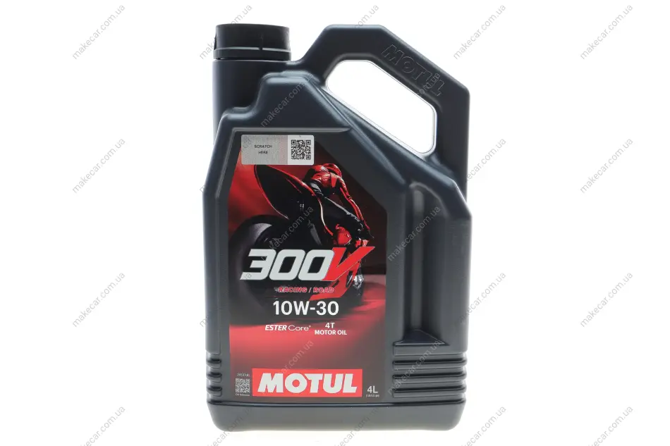 <strong>Олива для 4-х тактних двигунів 100% синтетична естерова 300V Road Racing 10W30 4L MOTUL 837741 (фото 1)</strong>