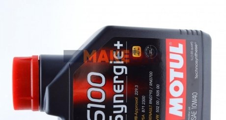 Моторное масло 6100 Synergie+ 10W-40 полусинтетическое 1 л MOTUL 839411 (фото 1)