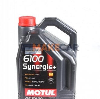 Моторное масло 6100 Synergie+ 10W-40 полусинтетическое 5 л MOTUL 839451