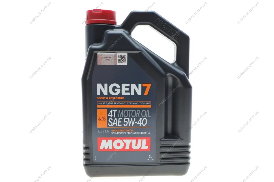 <strong>Олива для 4-х тактних двигунів синтетична естерова NGEN 7 5W40 4T 4L MOTUL 839541 (фото 1)</strong>