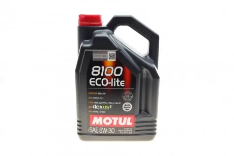 Моторна олива Motul 8100 Eco-Lite 5W-30 синтетична 5 л для KIA, Nissan, Toyota, Great Wall, Infiniti MOTUL 839551 фото товару