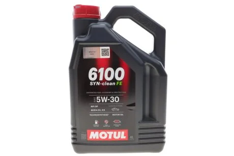 Олива моторна 6100 Syn-clean FE 5W30 4L для MOTUL 841750 фото товару