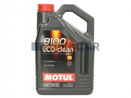 Моторна олія 8100 Eco-Clean+ 5W-30 синтетична 5 л MOTUL 842551 (фото 1)