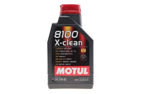Олива моторна 100% синтетична д/авто 8100 X-Clean 5W40 1L для MOTUL 843411 фото товару