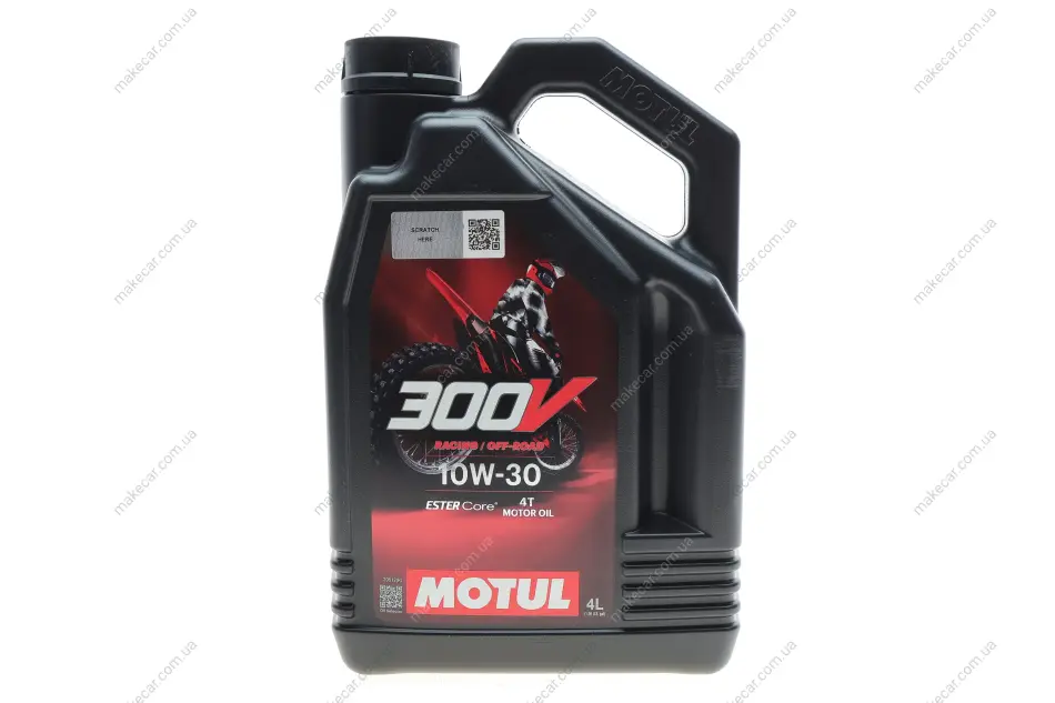 <strong>Олива для 4-х тактних двигунів 100% синтетична естерова 300V Off Road 10W30 4L MOTUL 847541 (фото 1)</strong>