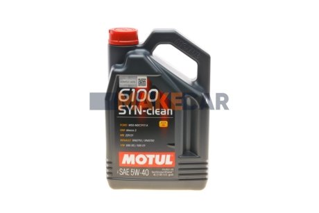 Моторное масло 6100 Syn-Clean 5W-40 синтетическое 4 л MOTUL 854250 (фото 1)