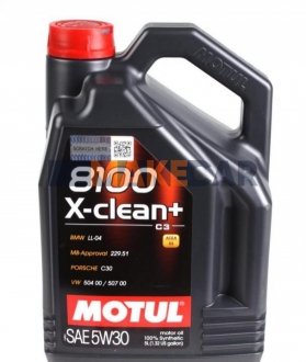 Моторное масло 8100 X-Clean+ 5W-30 синтетическое 5 л MOTUL 854751
