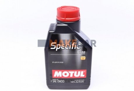 Моторное масло Specific 5122 0W-20 синтетическое 1 л MOTUL 867601 (фото 1)