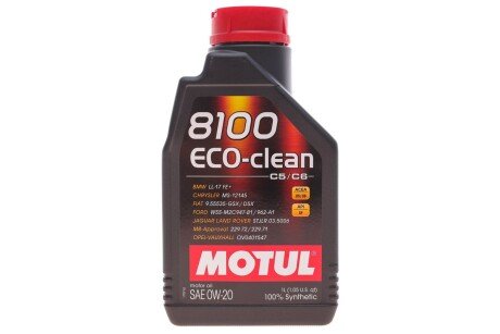 Моторна олія 8100 Eco-Clean 0W-20 синтетична 1 л MOTUL 868111 фото товару